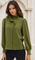 Long sleeve blouse in olive