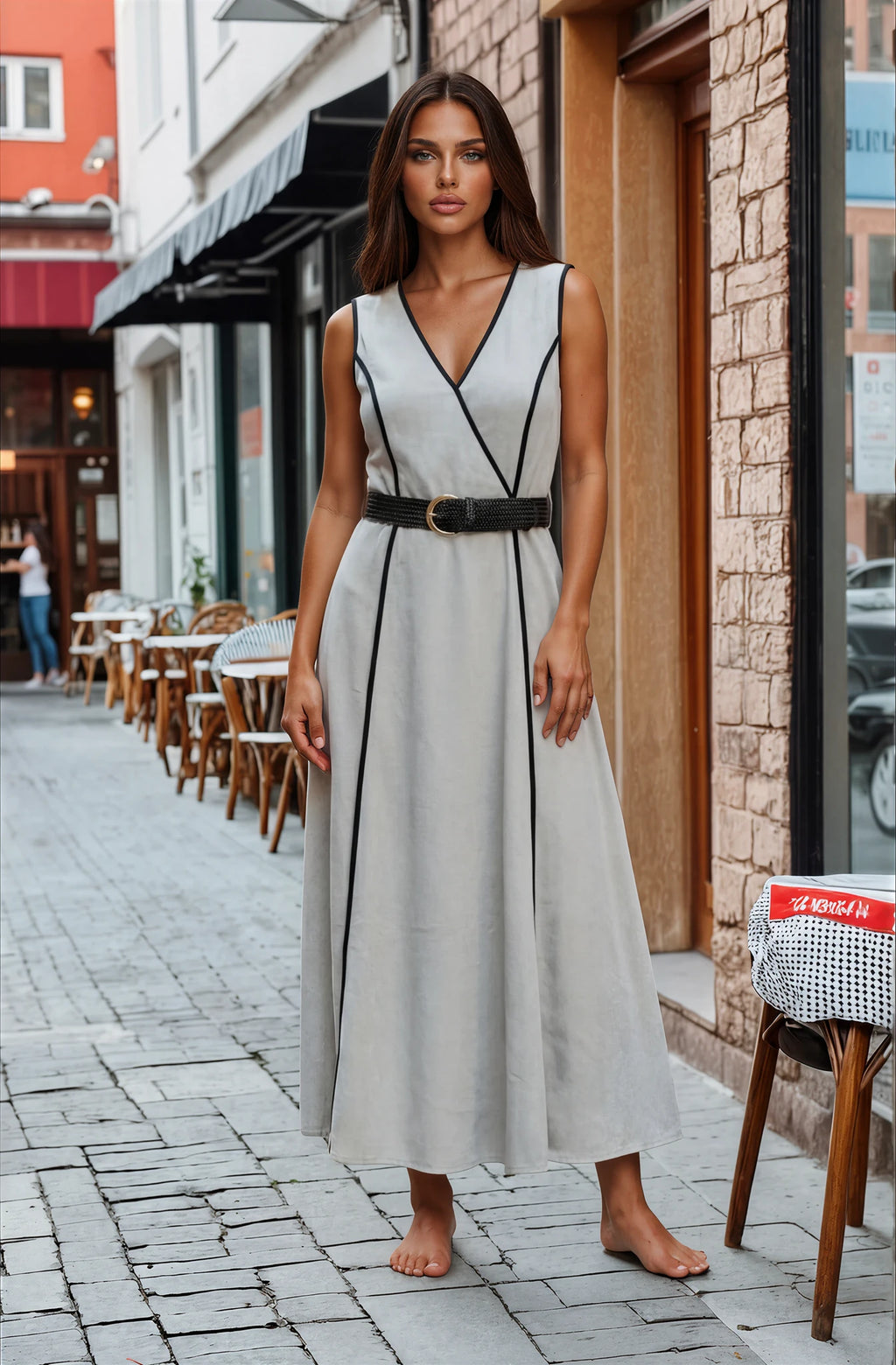 Valen Contrast Midi Dress