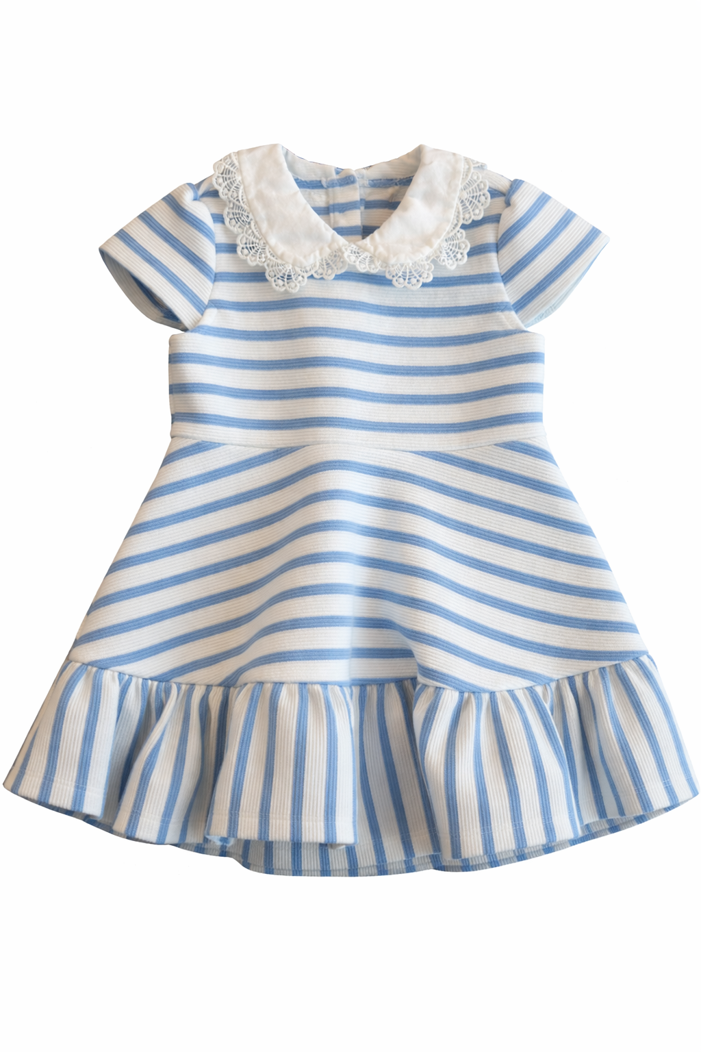 Janie and Jack Stripe Dress with Lace Collar – Preloved (Size 3T)