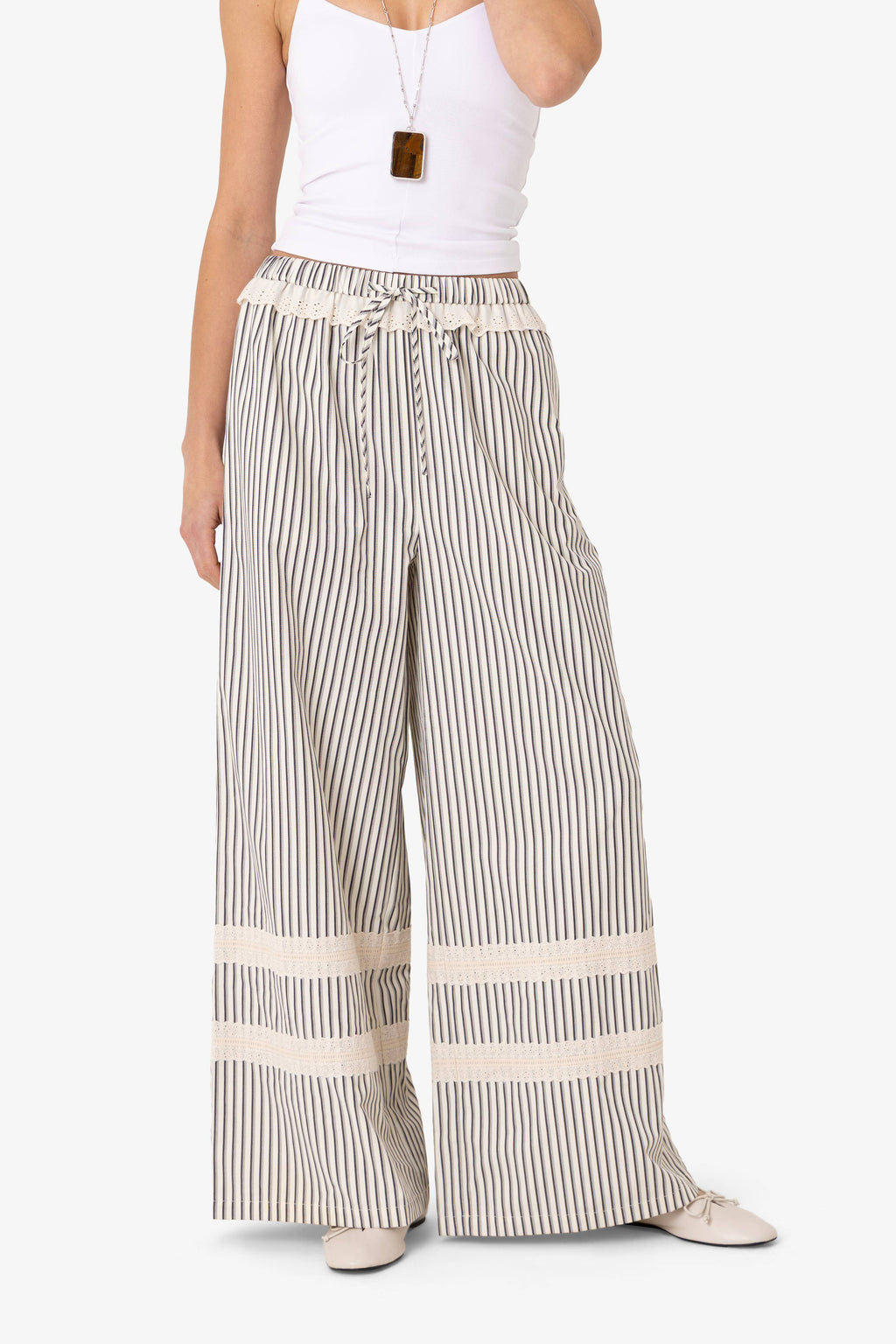 Sloane Stripe Cotton Wide Leg Trousers