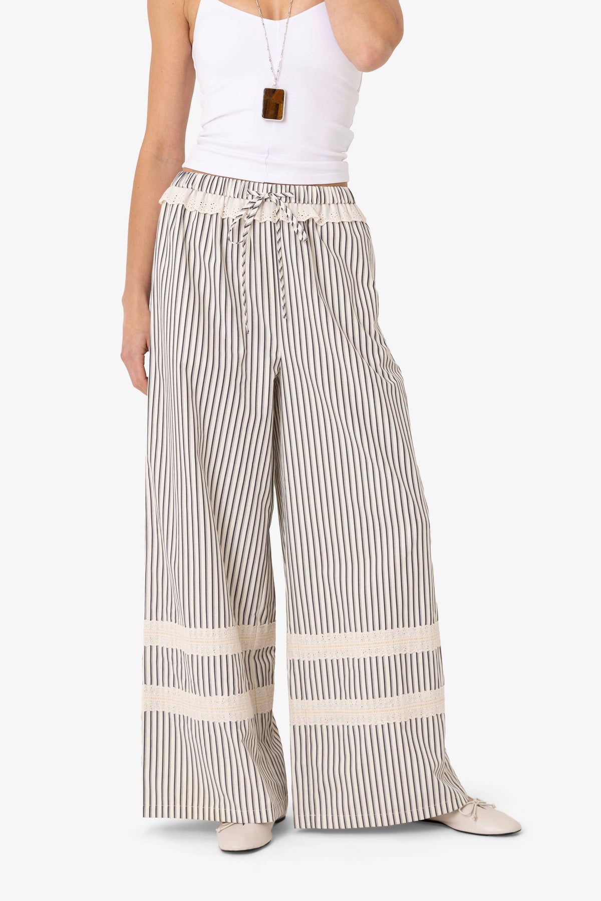 Sloane Stripe Cotton Wide Leg Trousers
