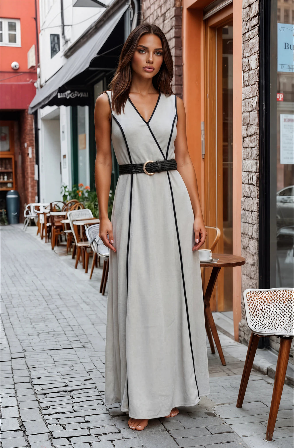 Valen Contrast Midi Dress