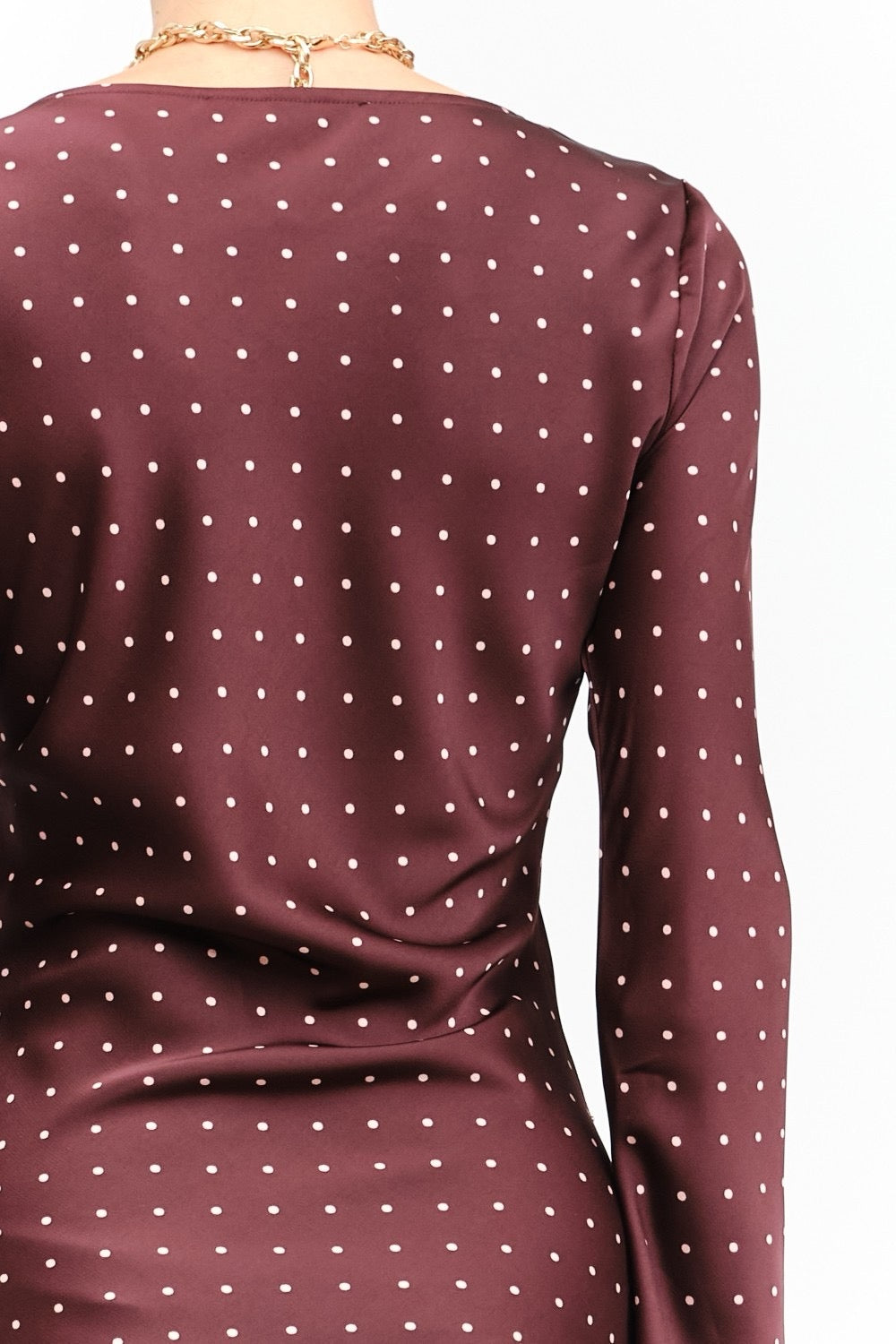 Lauren polka dot burgundy maxi dress